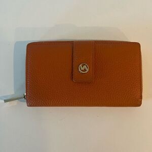 Valentina Genuine Leather Wallet Button Multi Card Slots Made in Italy Orange